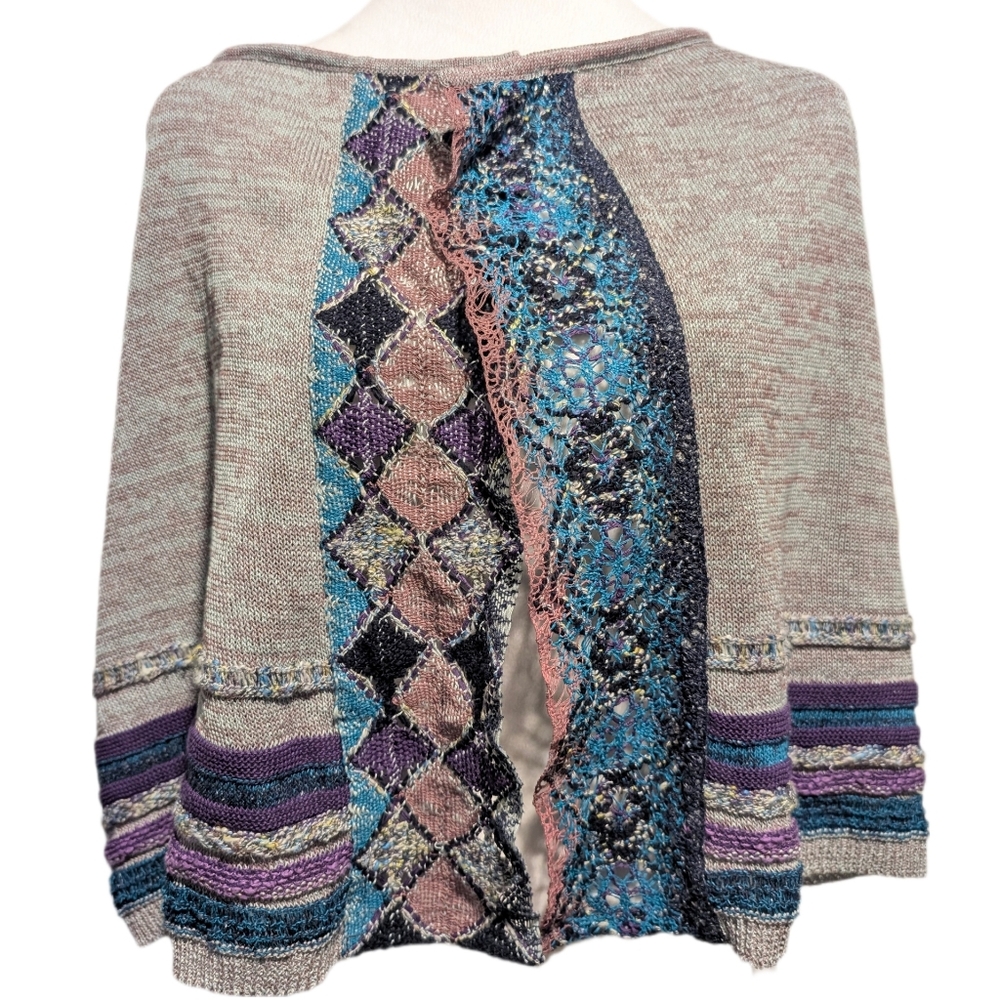 M. & Kyoko Masaki Multicolour Cropped Summer Cardigan 3/4 Sleeve -OS/L-